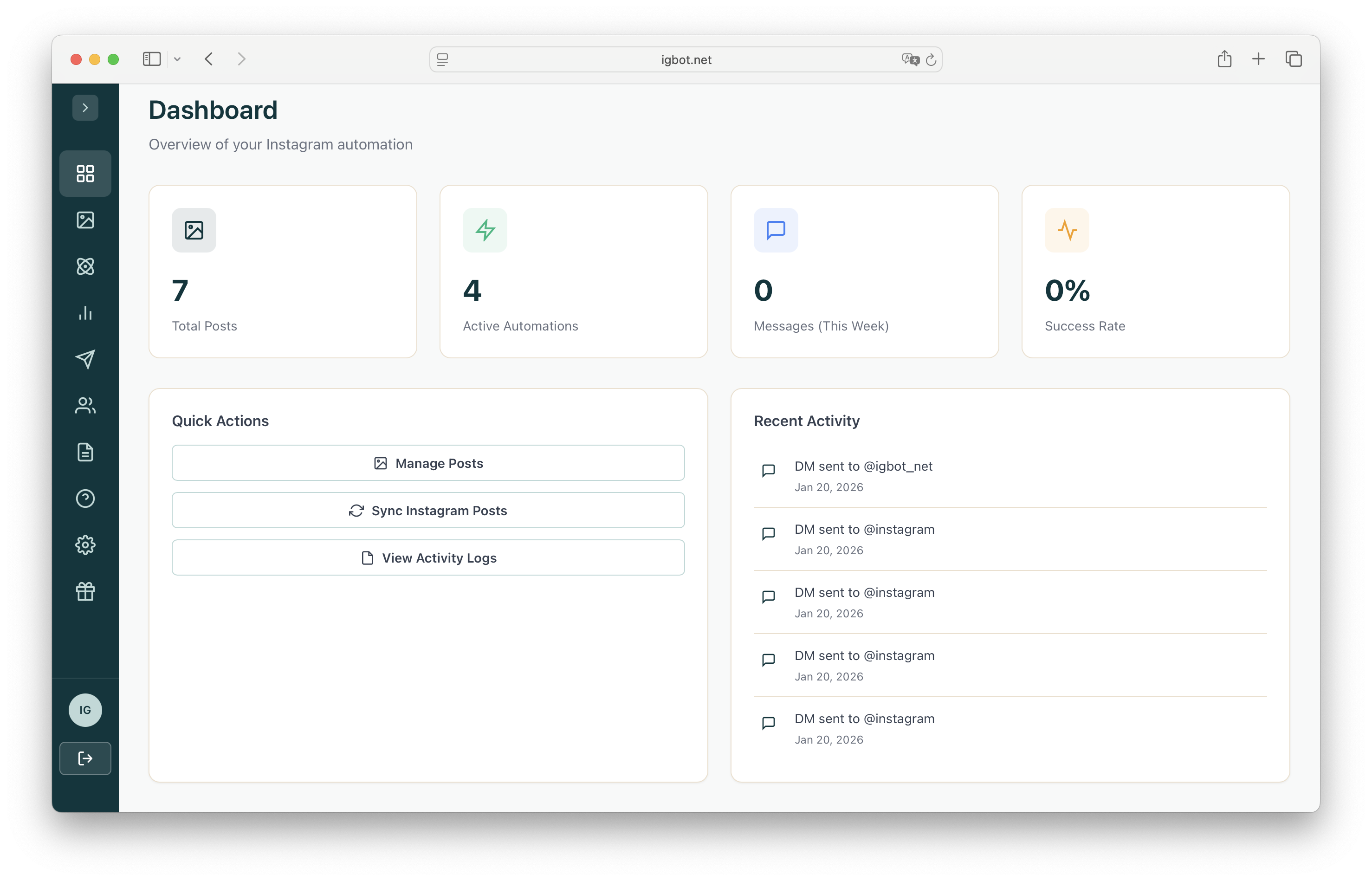 IGBot Dashboard - Instagram DM Automation